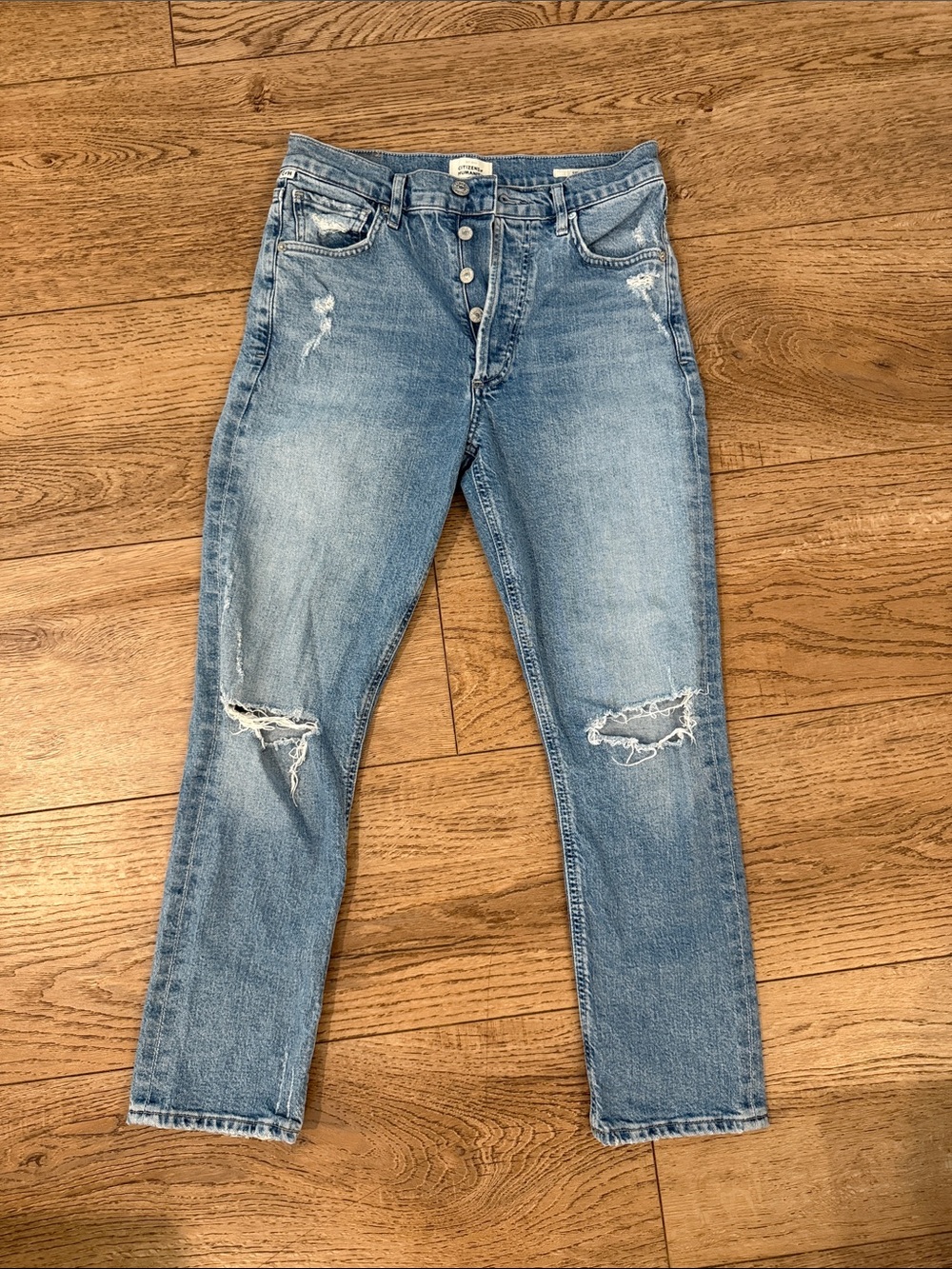 Citizens Of Humanity Faded Light Blue Distressed Boyfriend Jeans